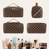 BAYANKALA Leather Travel Makeup Bag, Large Capacity Cosmetic Bag for