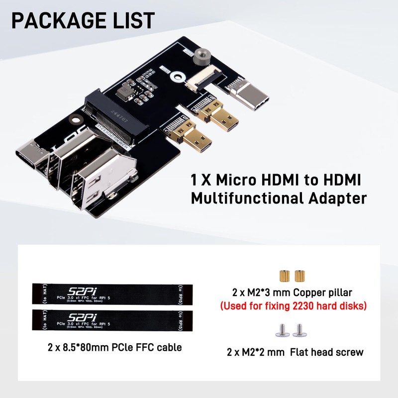 GeeekPi Micro HDMI to HDMI Multifunctional Adapter with PCIe 3.0x1