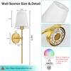 Battery Operated Wall Sconces Set of 2, Gold Rechargeable Wall