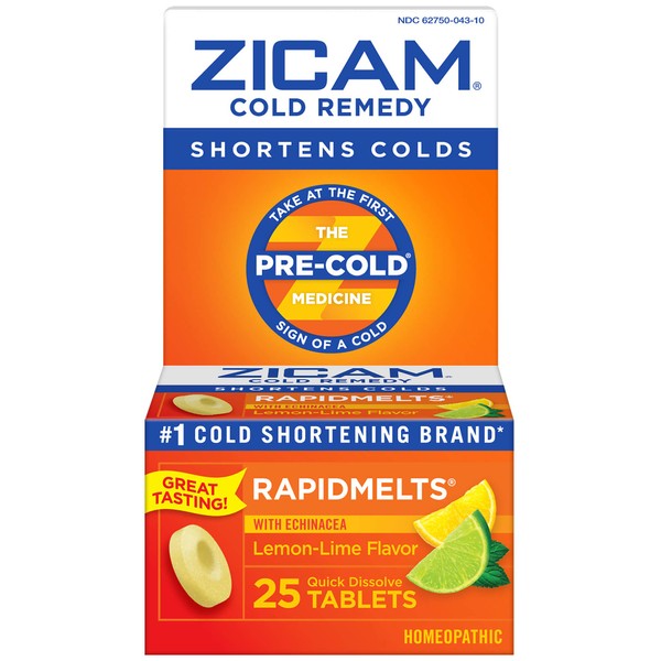 Zicam Cold Remedy RapidMelts Lemon-Lime Flavor - 25 Ct, Pack of 6