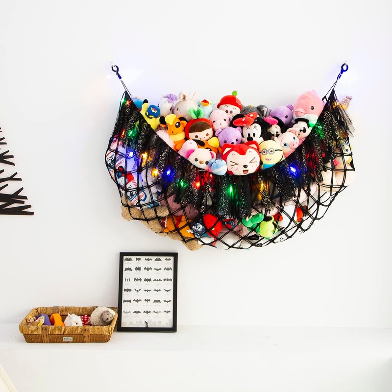 Large Stuffed Animal Hammock with Light Wall Mounted- Squishmallow Hammock
