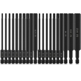 K Kwokker 20PCS Hex Allen Wrench Drill Bits 100mm, S2 Steel Hex Bits Long Hex Wrench Magnetic Screwdrivers Allen Key Bit Set for Assembling Furniture (10pc Metric & 10pc SAE）
