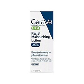 CeraVe loción hidratante facial PM ultra liviana, 3 onzas