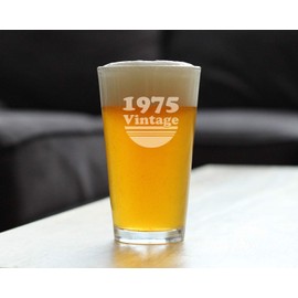 Vintage 1975 Pint Glass for Beer - 50th Birthday Gifts for Men or Women Turning 50 - Fun Bday Party Decor - 16 oz