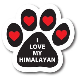 Magnet Me Up I Love My Himalayan Black Pawprint Magnet Decal, 5 Inch, Heavy Duty Automotive Magnet for Car Truck SUV