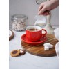 Sweese 406.404 Porcelain Stackable Cappuccino Cups with Saucers and Metal