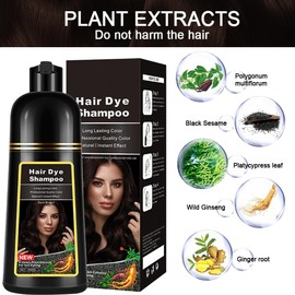 Dark Coffee Hair Colour Shampoo 500 ml, 3-in-1 Hair Dye Shampoo, Brown Hair Care & Dyeing for Men Women Colours in 10-15 Minutes (Dark Brown)