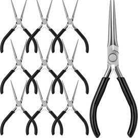 Lanties 10 Pack Mini Needle Nose Pliers Bulk, 6 Inch Precision Pliers Set with Extra Long Tips for Jewelry Making, Wire Wrapping, Small Object Gripping, DIY Project(Black)