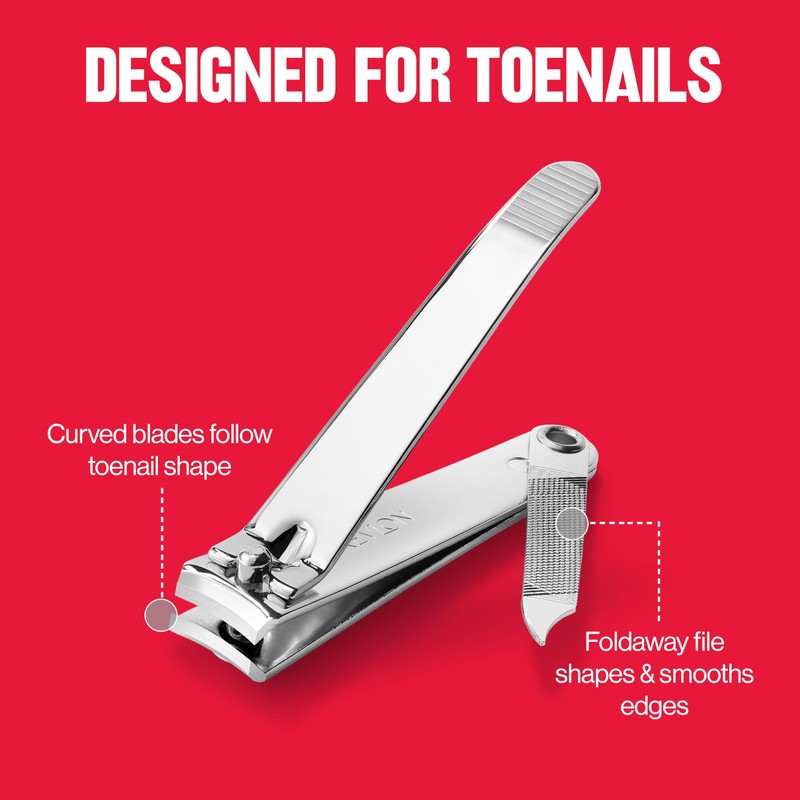 Revlon Silver Toenail Clipper with Foldaway File Easy Trimming Lifetime