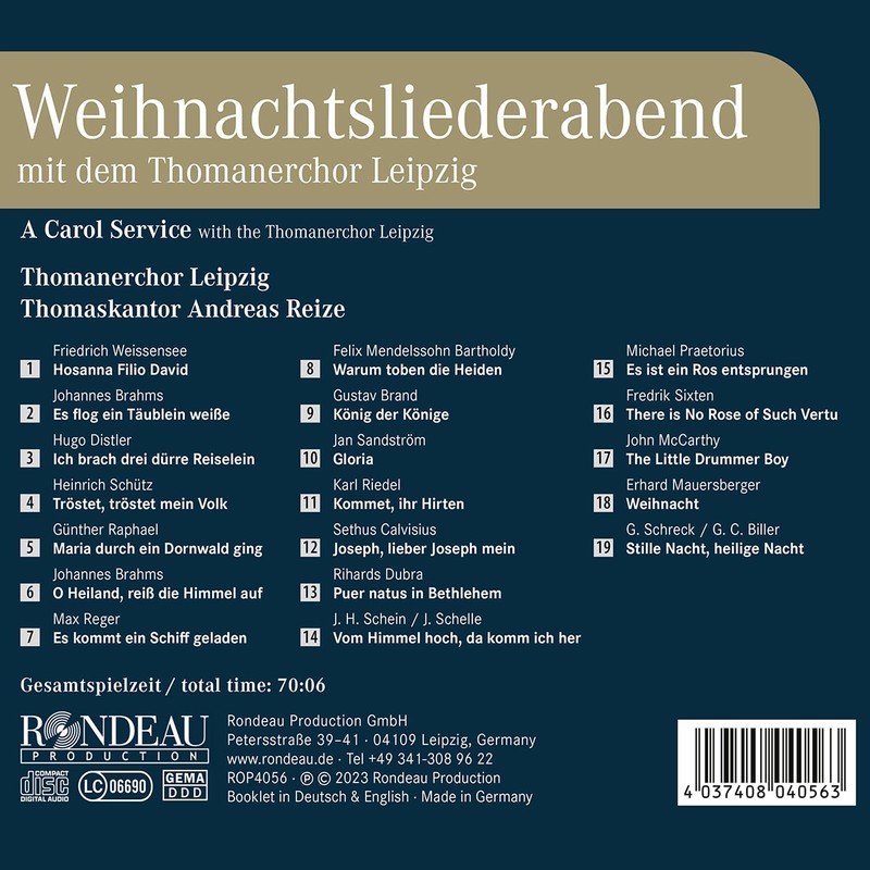 Weihnachtsliederabend mit dem Thomanerchor Leipzig