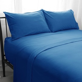 MARQUESS Microfiber Flannel Sheet Set-Soft & Comfortable Bedding Sheet-Made of 100% Polyester Easy Care and Fade Resistant, Ultra Warm & Luxurious 4-Piece Bedding Collection (Blue, Queen)