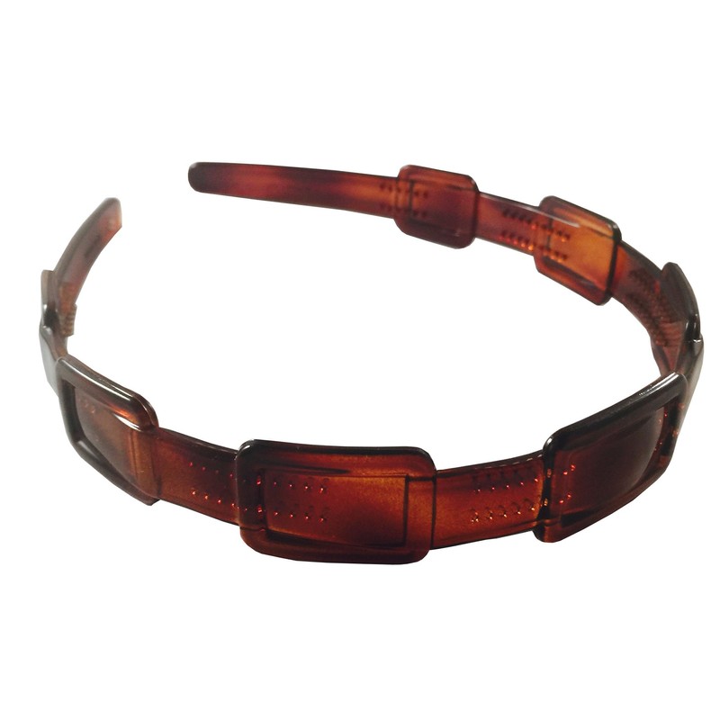 Parcelona French Spacer Brown Tortoise Shell Celluloid Acetate Flexible Headband