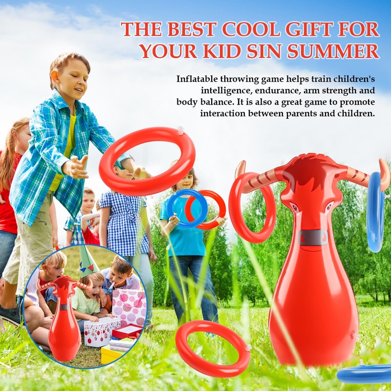 Phlognfy Bulls Ring Toss Game, Inflatable Throwing Game, Inflatable Outdoor