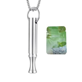 Pack of 2 Breathing Chain, Chain with Whistle, Breath Chain with Mint Tasted Cotton Core for Anxiety Relief, Necklace Aid for Quitting Smoke, Vapourless, Smokeless Inhaler for Adults