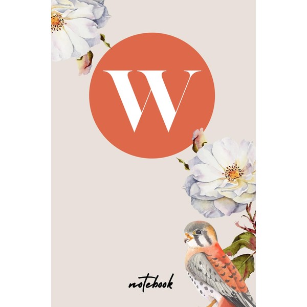 W: Beautiful Floral Initial Monogram Letter "W" Personalized Name Lined
