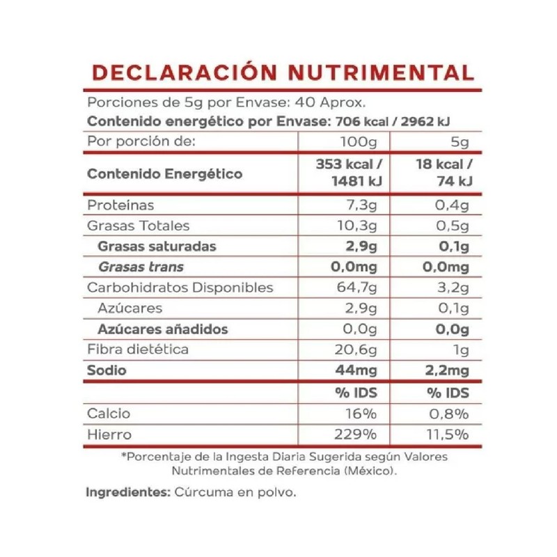 Cúrcuma en polvo 200gr. | OKKO Superfoods