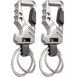 GABOX 2Pcs Key Chains EDC Key Rings Bottle Opener Keychain Car Keys Tactical Carabiner Keychain with Clip Llaveros de Hombre for Men and Women - Heavy Duty, Silver Color
