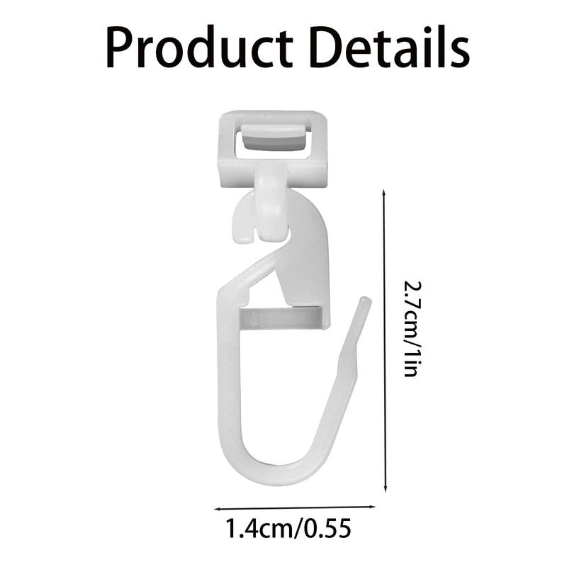 SSKHE Practical Curtain Hooks Plastic White Curtain Track Sliders Folding