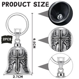 SZSMW Pack of 2 motorcycle bells, guardian bell, motorcycle, biker bell, motorcycle bells, can be used on motorcycles, bicycles, cars or as your own key fob, silver