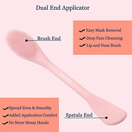 REVEX Aplicador de máscara facial de silicona, limpiador facial, exfoliante de poros, cepillo de limpieza de poros, 2 aplicadores de máscara para barr