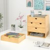 Bamboo Desk Drawer Organizer, Large Desktop Organizer with Drawers Tabletop
