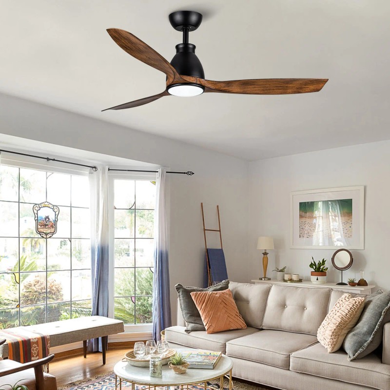 52-Inch Modern LED Ceiling Fan with Lights Indoor/Outdoor Integration Imitation