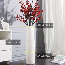 Ceramic Big White Floor Vase, Tall Floor Vase, Large Decorative Flower Vases for Decor Living Room Modern Home Office Bedroom, Farmhouse, Glossy Glaze (28 Inch Tall)