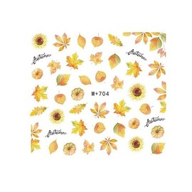 Autumn Leaf Maple Thanksgiving Turkey Pumpkin Water Transfer Nail Sticker M704 Nail Wraps Stickers Manicure Supplies for Women Nails Full Long Lasting Easy Apply and Remove