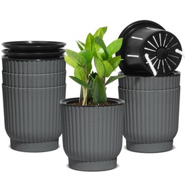 T4U - Macetas de riego automático de 4.5 Pulgadas para Plantas de Interior, Paquete de 6 macetas de plástico Gris para Todas Las Plantas de casa, Flores, violetas africanas