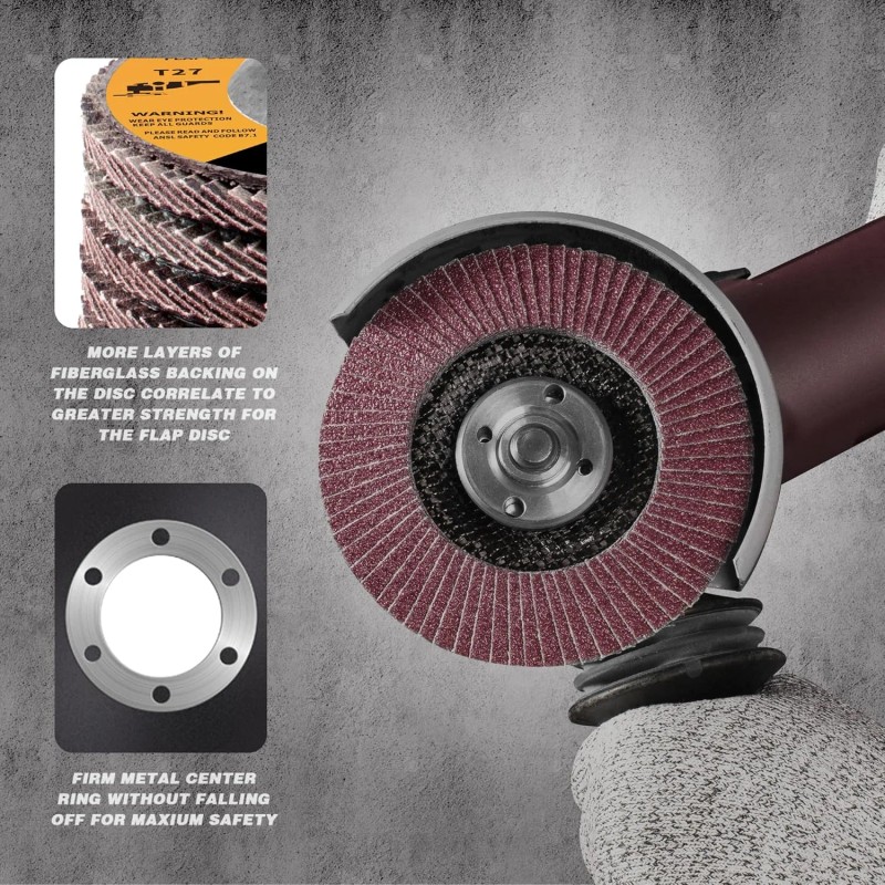 10Pcs 4.5 Inch Round Flap Disc 4-1/2" 80 Grit Angle