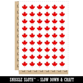 Canada Maple Leaf Temporary Tattoo Water Resistant Fake Body Art Set Collection - 54 1" Tattoos (1 Sheet)