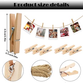 100Pcs 1.8 Inch Mini Wood Clothes Pins Wooden Natural Photo Clips,for Pictures Photo Clip for Note Memo Card Wood Peg Pins for Wall, Decoration, Postcard, Art Work Display