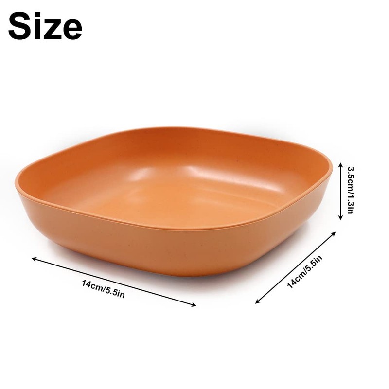 6 PCS 5.5inch/14cm Square Lightweight Plates, Deep Dinner Dishes, Camping