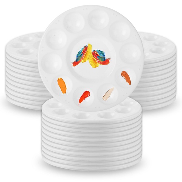 GBACHOOSE 40Pcs Artists Paint Palettes, Round Paint Palette Tray with