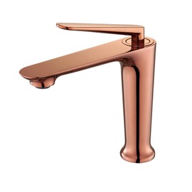 HMEGAO Rose Gold Modern Bathroom Sink Faucet, Made of Solid Brass, Bathroom Vanity Art Tap, with High Pressure Hoses for Hot and Cold Water