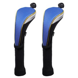 Andux 2Pcs/Set Long Neck Gold Golf Hybrids Club Head Covers with Dial No. Tag MT/HY13 (Blue)