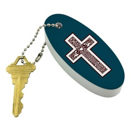 GRAPHICS & MORE Cross with Heart Christianity Floating Keychain Oval Foam Fishing Boat Buoy Key Float