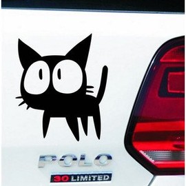 Witch Cat Car Sticker Black