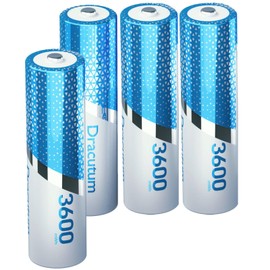 Dracutum 3600mWh Rechargeable Lithium AA Batteries, 4 Pack High Capacity 1.5V Constant AA Li-ion Rechargeable Batteries for Camera, Doorbell, Smart Lock Deadbolt, Security Aralm System