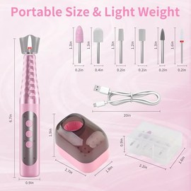 Lima de uñas eléctrica inalámbrica con pausa de seguridad, taladro portátil para uñas de gel y polvo de cristal, herramientas recargables para manicur