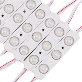 200 PCS 12V DC LED Module White 6500K Daylight White 1.2W 3 LEDs with Lens Waterproof Decorative for Advertising Signs Letter Sign with Tape Adhesive Backside