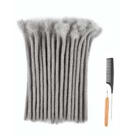 Human Hair Loc Extensions,Locs Extensions Human Hair Laiyuemei 0.8cm 8Inch 20Stands For Man/Women/Kids Full Head Can Be Dyed Bleached Curled(#Light gray)