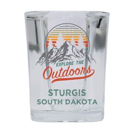 Sturgis South Dakota Explore the Outdoors Souvenir 2 Ounce Square Base Liquor Shot Glass