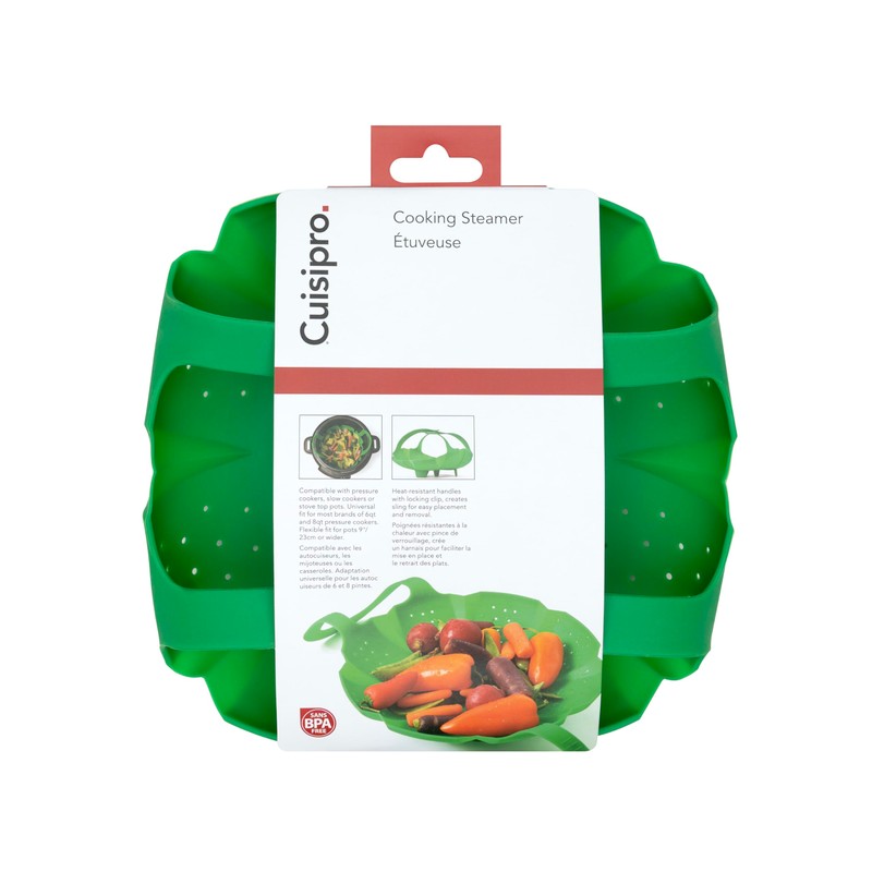 Cuisipro Silicone Vegetable Steamer, 16 x 9 x 3in, Green
