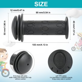 RAFIYU Children's Bicycle Grips 1 Pair 22 mm Impact Protection Children's Bicycle Grips Non-Slip Soft Rubber Children's Bicycle Accessories Long 105 mm for Scooter, Tricycle, Children's Balance Bike,