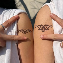 Yesallwas 6 Sheets Tribal fake Tattoos Small Temporary Tattoo Black Tribal Tattoo Body Sticker for Men Women 6x10.5cm/2.36x4.13inches (LxW)