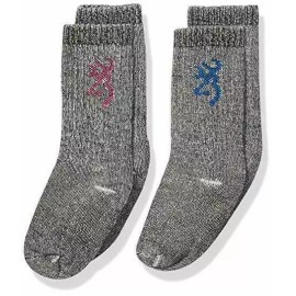 Browning (2) Pair Browning Youth Gray Wool Blend Crew Socks Small 6-1 1/2 Brand New Pack