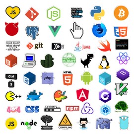 Cute Hacker Stickers Pack, 50pcs Programming Stickers for Programmer Engineer, Computer Stickers for Laptop Water Bottle, Vinyl Waterproof Stickers for Teens Adults (Program)