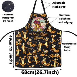 WZMPA Funny Tiger Kitchen Apron Tiger Fans Gift Let The Magic Blossom Tiger Adjustable Apron With Pockets Tiger Merch, Blossom Tiger Ap, Medium