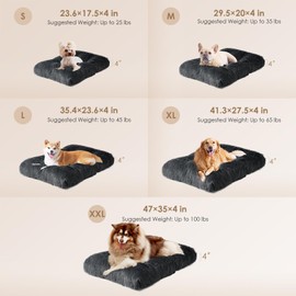 EHEYCIGA Fluffy Dog Crate Bed for Extra Large Dogs, Plush Faux Fur Dog Crate Pad, Calming Anti Anxiety XL Dog Bed for Crate, Washable Soft Warm Dog Crate Mat with Non-Slip Bottom, Dark Grey